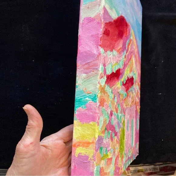 Pink Casa In Southwest”“An Original art AcrylicPainting 16”x12”x1.5” Original